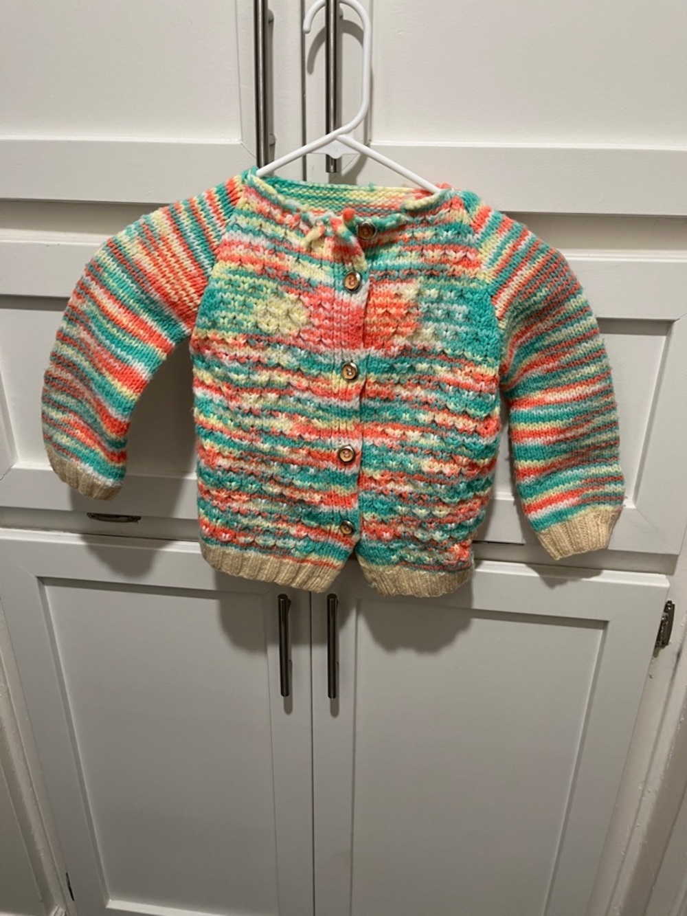 Multicolor Striped Knit Cardigan - Orange, Teal & Cream size 2💕 - Picture 1 of 4